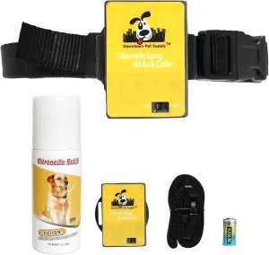 Downtown Pet Supply Citronella Bark Collar for Dogs - Humane No Shock No Bark Dog Training Collar Set with Citronella Spray - Anti Barking Dog Bark Deterrent - No Prong Collar (1-Pack)