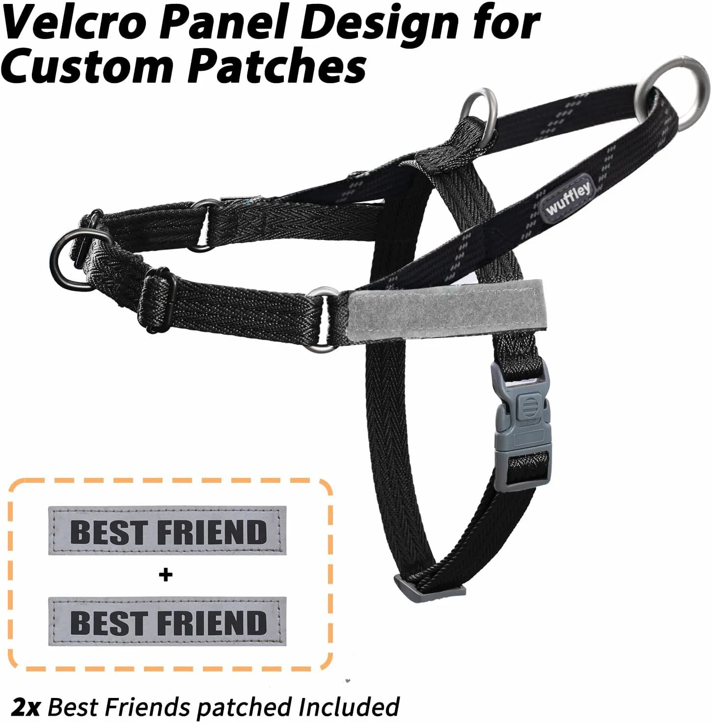 Easy Walk Dog Harness and Leash Set, Freedom No Pull Harness with 2 Patches,Escape Proof/Quick Fit to Adjust Dog Vest Harness,Easy for Training Walking for Small,Medium & Large Dogs(Black,M)
