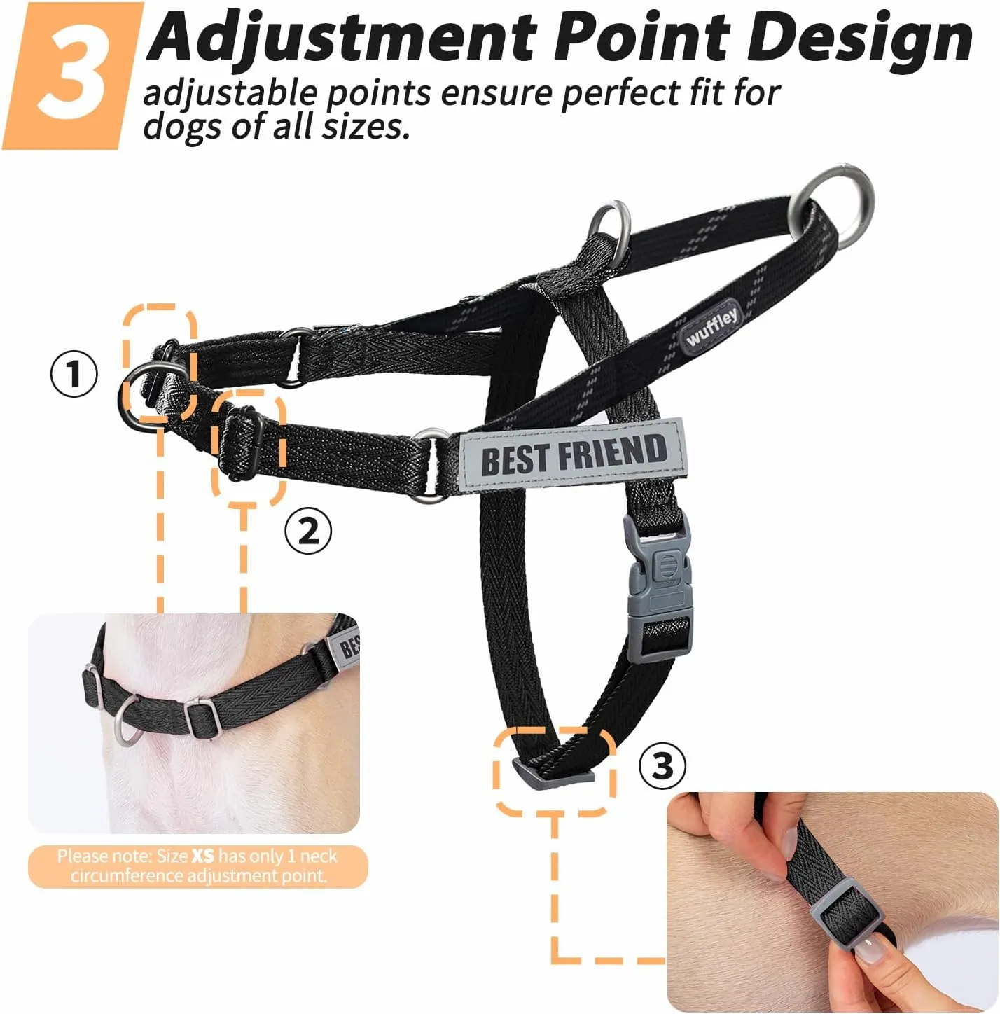 Easy Walk Dog Harness and Leash Set, Freedom No Pull Harness with 2 Patches,Escape Proof/Quick Fit to Adjust Dog Vest Harness,Easy for Training Walking for Small,Medium & Large Dogs(Black,M)