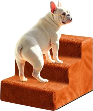 Enjoying Dog Stairs for High Bed and Couch Pet Steps for Small Dogs Short Legged Elderly Dogs Cat Ladder, Non-Slip, Self-Assembly, Washable, Brown