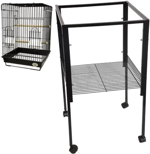 ES5 Metal Stand for All ES1818 Cages 18" W x 18" D x 32 3/8" H Bird Cages Toy Toys Parakeet Parrot Parakeet Budgie (Black Gloss)