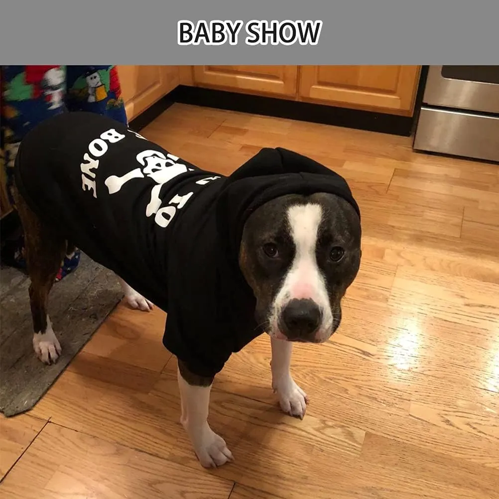 EXPAWLORER Bad to The Bone Dog & Cat Sweatshirt Hoodie with Leash Hole, Warm Fleece Pet Outfit for Small Dogs & Puppies, Cozy Soft