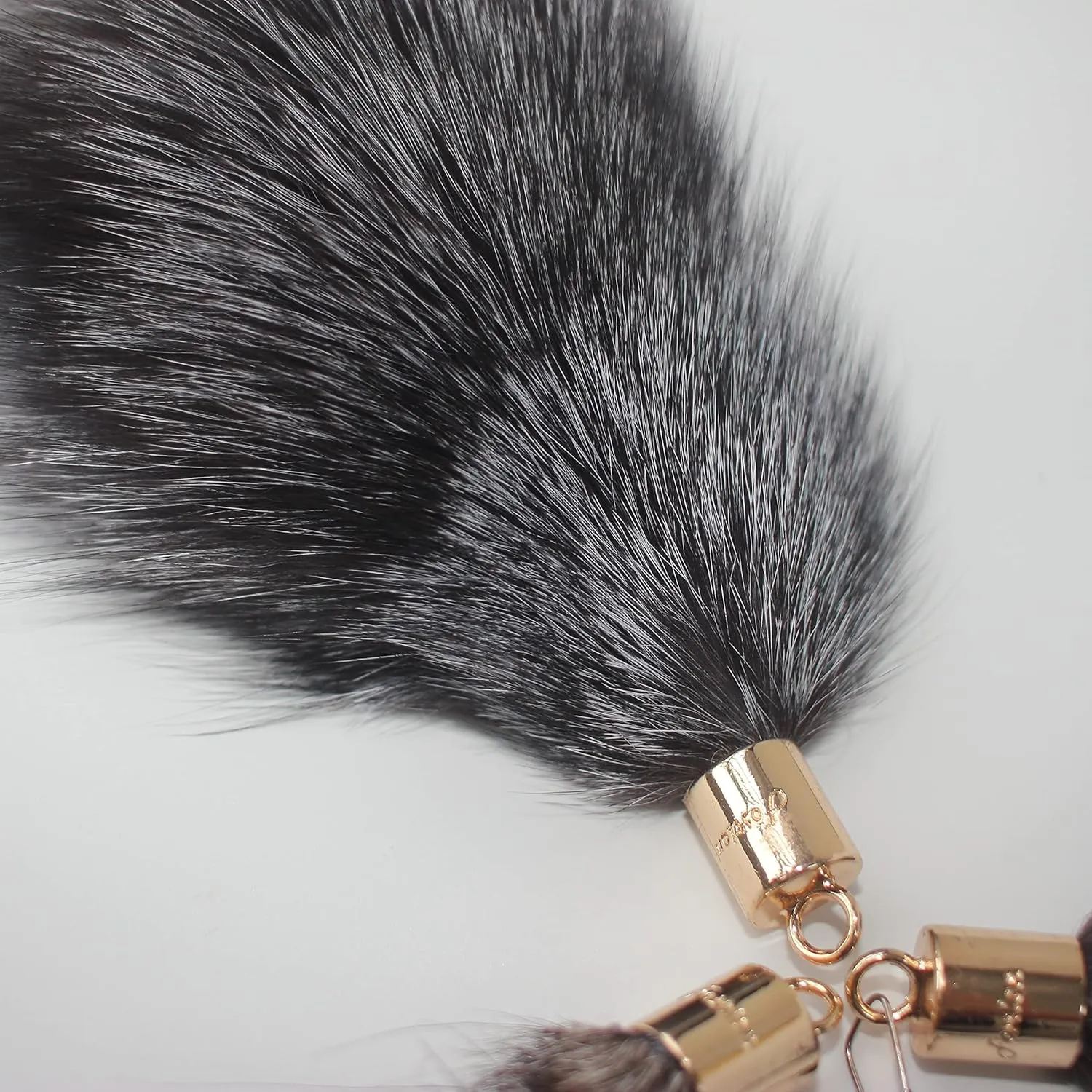 Fosrion Real Raccoon Tail Fur Cat Bites Toy with Three Section Retractable Carbon Fiber Rod (Raccoon) (3 Fox Fur Piece, Only Tail)
