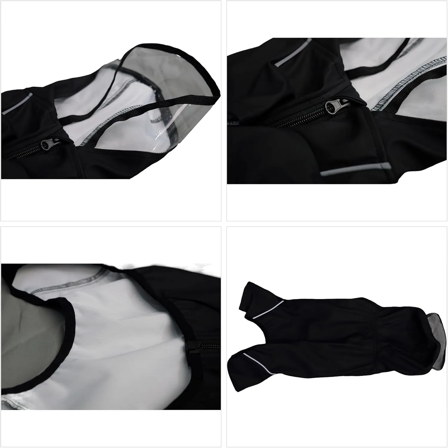 Four-Legged Full Coverage Waterproof Dog Raincoat with Reflective Features Pet Raincoats for Large Medium Small Dogs Black M