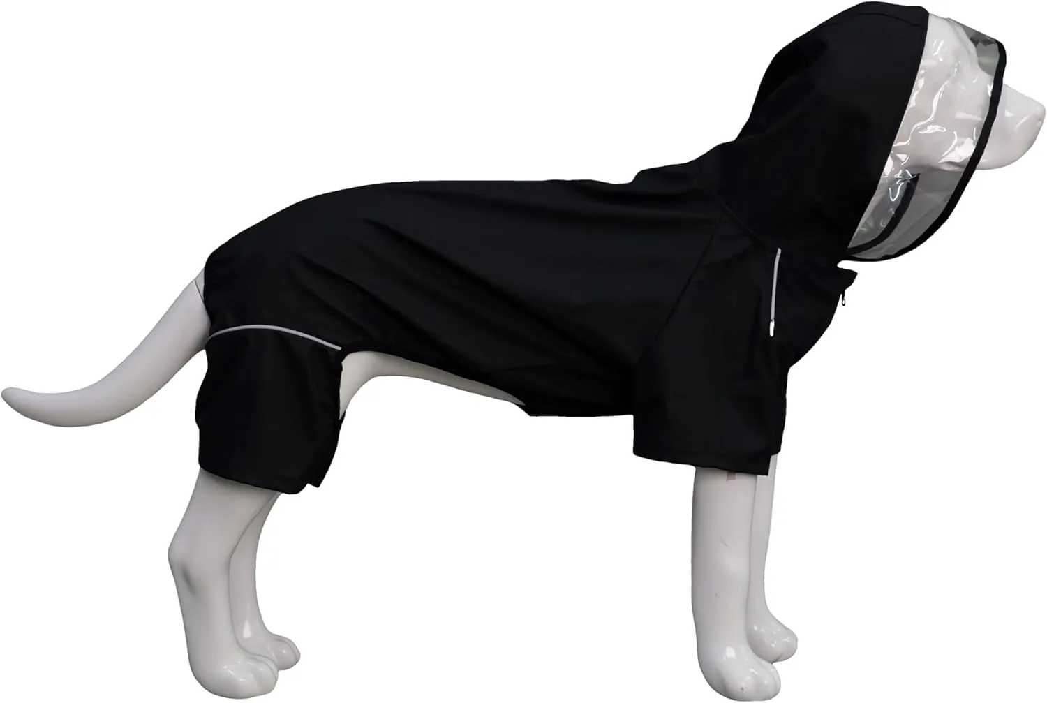 Four-Legged Full Coverage Waterproof Dog Raincoat with Reflective Features Pet Raincoats for Large Medium Small Dogs Black M