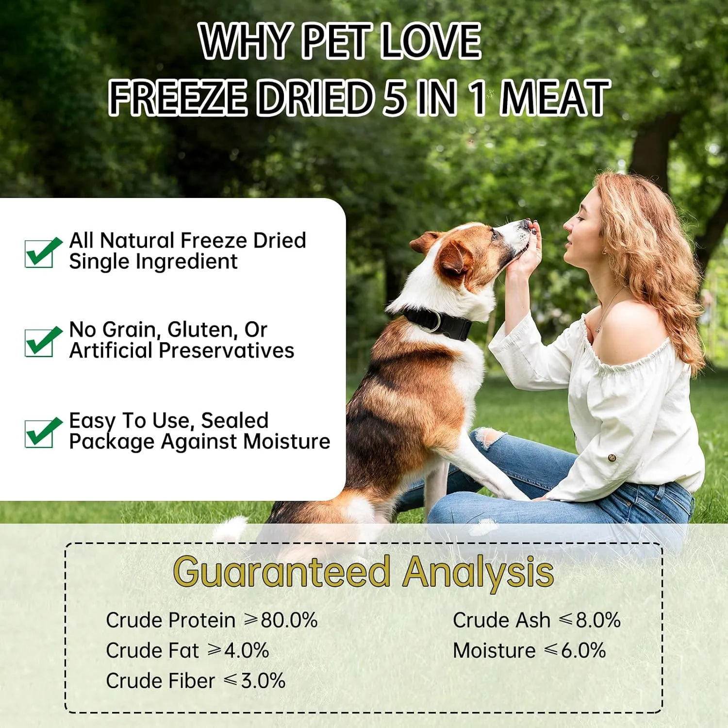 Freeze Dried 5in1 Meat Mix Dog Cat Treats - High Protein Chicken,Duck,Salmon,Egg Yolk & Liver Natural Ingredients Pet Snacks,Grain-Free (5.3oz)