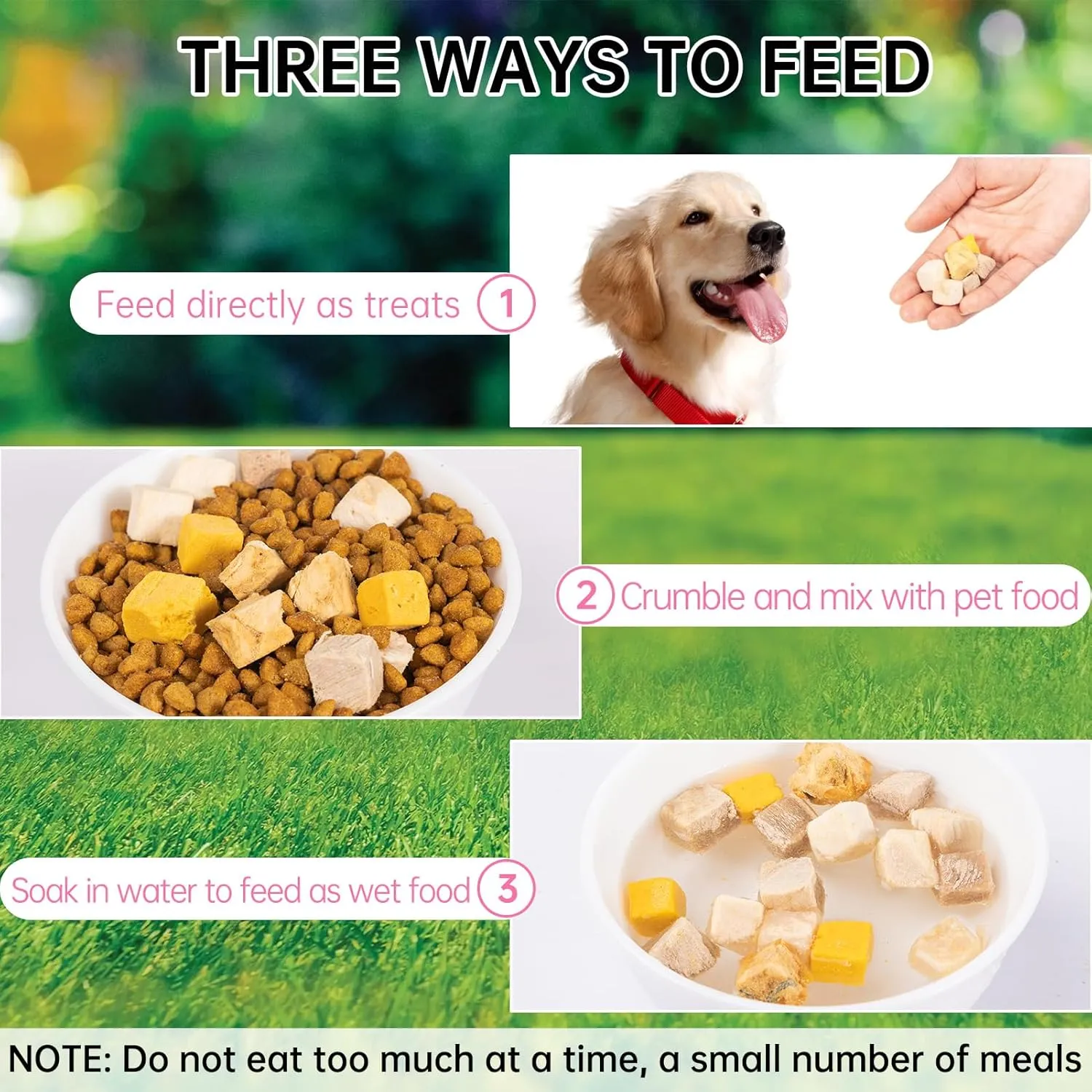 Freeze Dried 5in1 Meat Mix Dog Cat Treats - High Protein Chicken,Duck,Salmon,Egg Yolk & Liver Natural Ingredients Pet Snacks,Grain-Free (5.3oz)