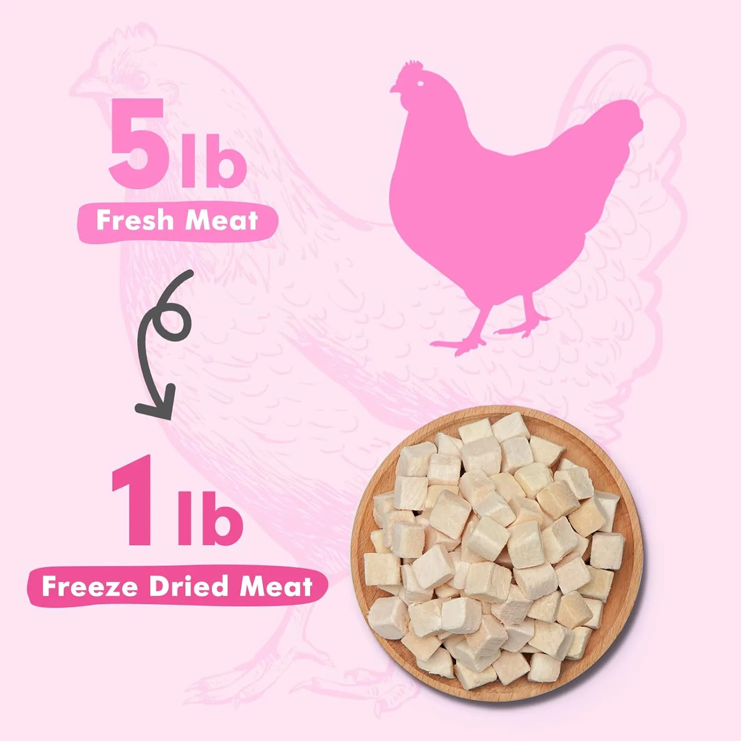 Freeze Dried Cats & Dogs Raw Treats, All Natural Single Ingredient Chicken Breast, High Protein Healthy Pet Training Treats or Food Topper, 6 oz