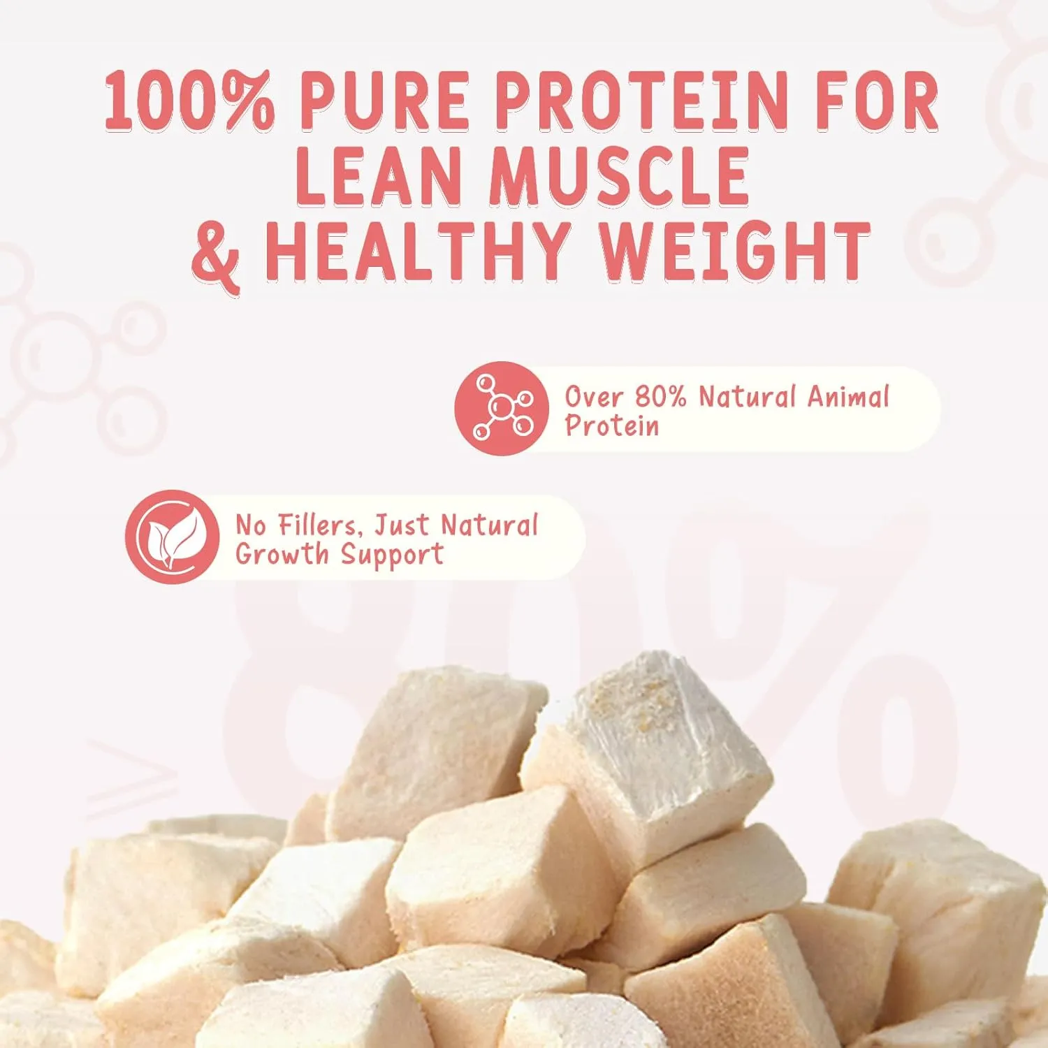 Freeze Dried Chicken Breast Treats for Cats & Dogs, Single Ingredient Training Snacks, 100% Human Grade, High Protein, Low Fat for Healthy Muscles, Weight Management & Grain Free