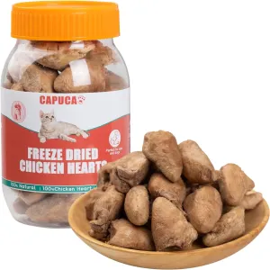 Freeze Dried Chicken Heart - Single Ingredient Cat & Dog Treats High Protein Training Snacks Grain-Free Rich in Taurine Natural Chews for Puppy Kitten & Adult Pets 3.5OZ