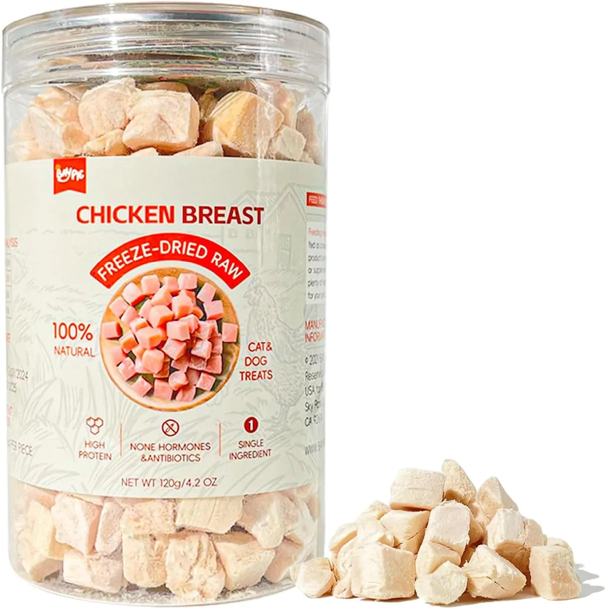 Freeze Dried Raw Chicken Cat Dog Treats,Premium Quality High Protein Single Ingredient Chicken Bites, Weight Control Training Treats & Food Topper for Dogs Cats,4.25 oz