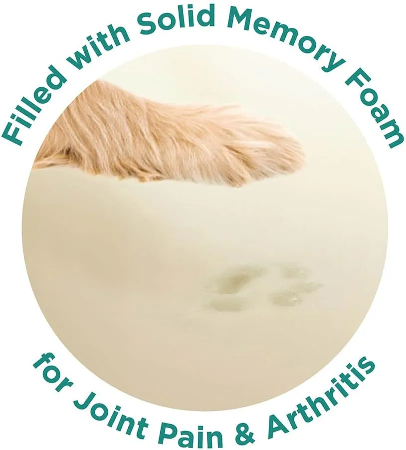 Friends Forever Serena Donut Memory Foam Orthopedic Dog Bed, Soft Faux Fur Oval Cat Couch For Indoor Pet, Fluffy Calming Plush Shag, Round Raised Bolster Cushion, Machine Washable Cuddler, Tan