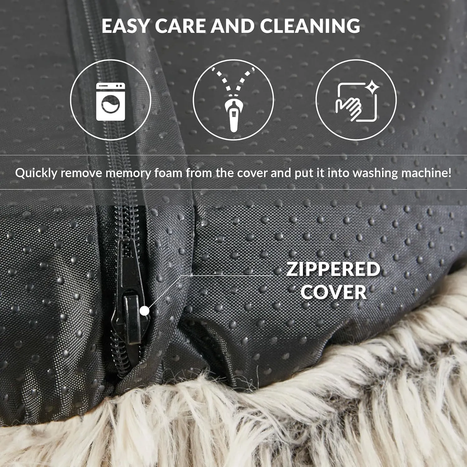 Friends Forever Serena Donut Memory Foam Orthopedic Dog Bed, Soft Faux Fur Oval Cat Couch For Indoor Pet, Fluffy Calming Plush Shag, Round Raised Bolster Cushion, Machine Washable Cuddler, Tan