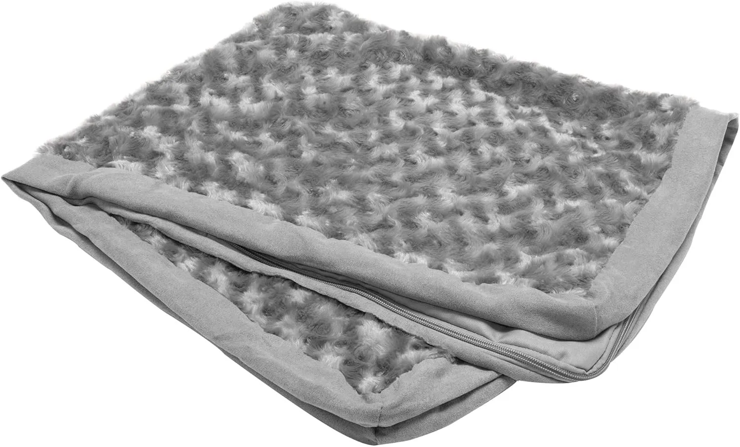 Furhaven Replacement Dog Bed Cover Ultra Plush Faux Fur & Suede Mattress, Machine Washable - Gray, Jumbo (X-Large)
