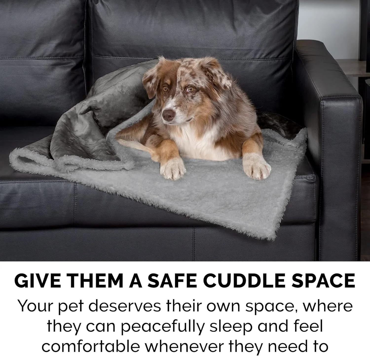 Furhaven Waterproof & Self-Warming Throw Blanket for Dogs & Indoor Cats, Washable & Reflects Body Heat - Soft-Edged Terry & Sherpa Dog Blanket - Silver Gray, Small