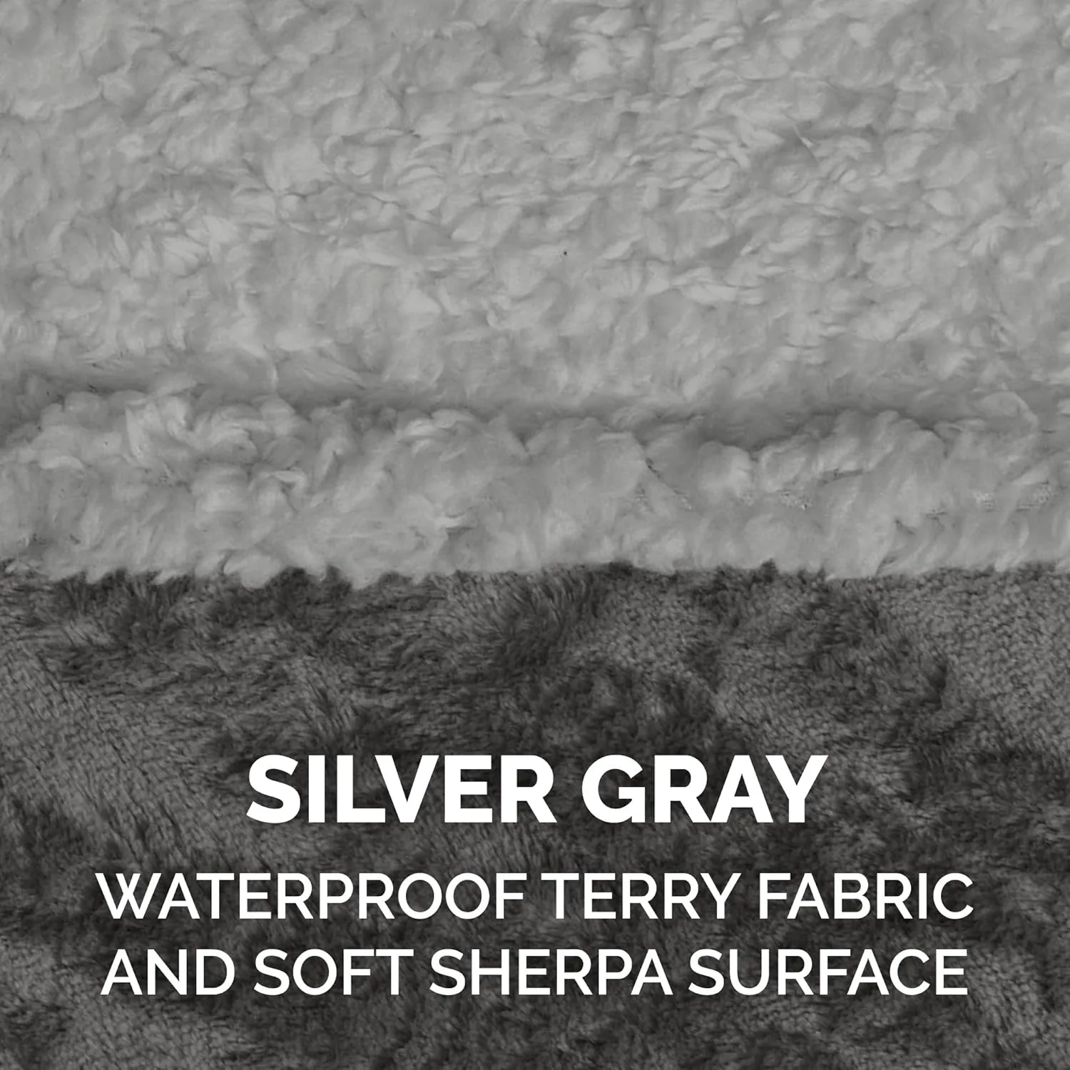 Furhaven Waterproof & Self-Warming Throw Blanket for Dogs & Indoor Cats, Washable & Reflects Body Heat - Soft-Edged Terry & Sherpa Dog Blanket - Silver Gray, Small