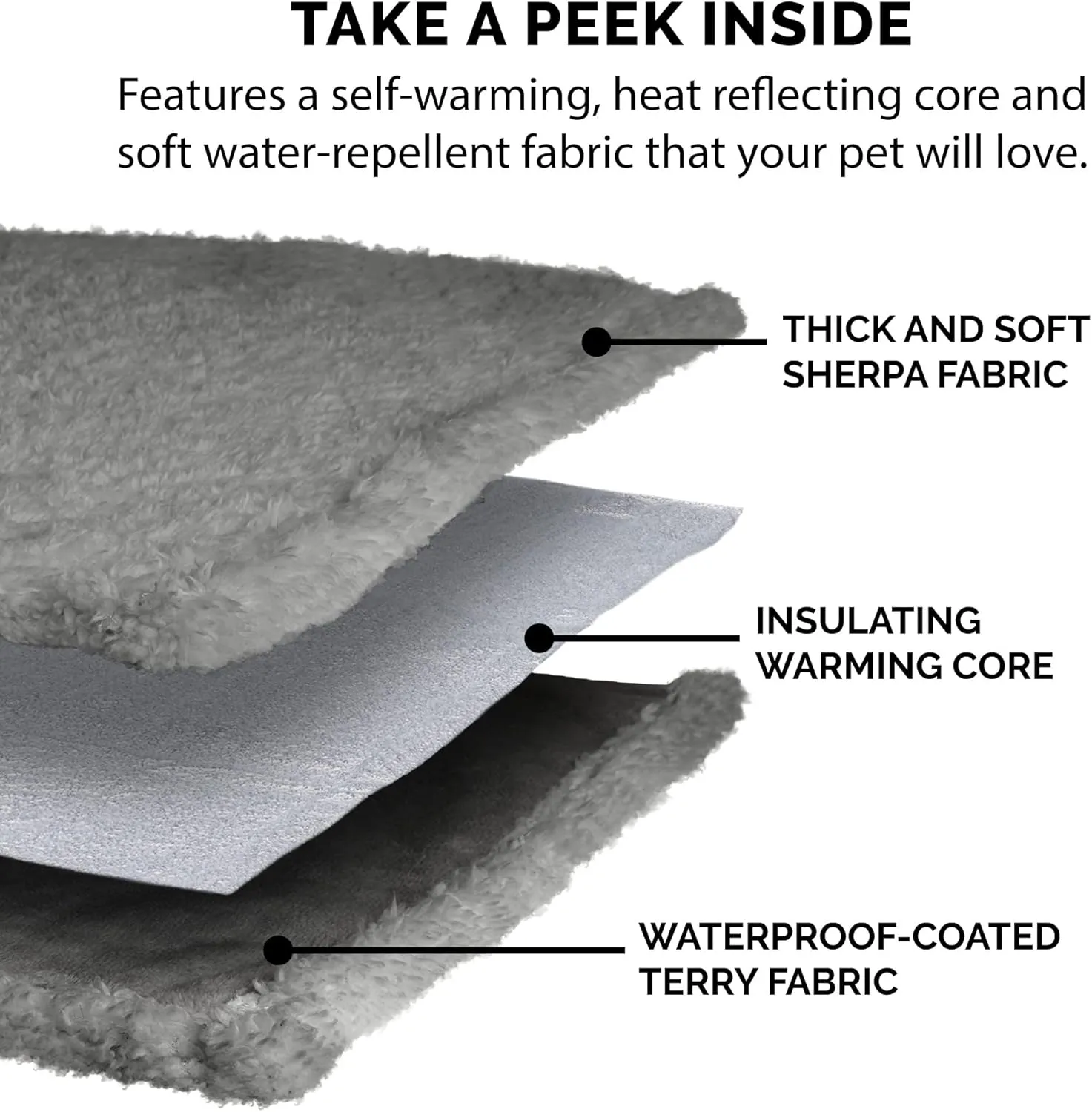 Furhaven Waterproof & Self-Warming Throw Blanket for Dogs & Indoor Cats, Washable & Reflects Body Heat - Soft-Edged Terry & Sherpa Dog Blanket - Silver Gray, Small