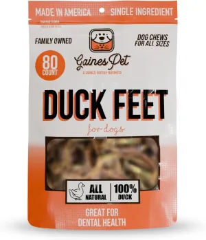 Gaines Pet Whole Duck Feet for Dogs  80 Count, Single Ingredient Dog Treats  Made in USA, Natural Dental Chews, Collagen, Glucosamine & Chondroitin  Grain-Free, Protein, Joint Support