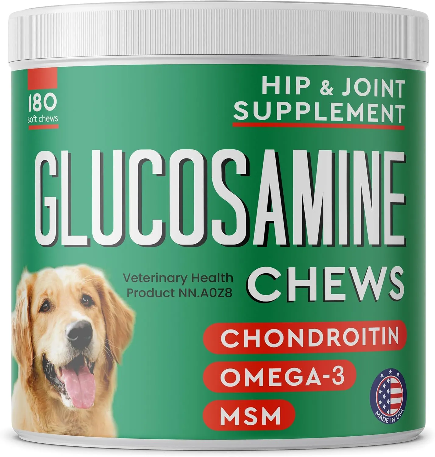 Glucosamine Dog Treats for Picky Eaters - Joint Supplement w/Chondroitin, MSM, Omega-3 - Joint Pain Relief - Advanced Formula - Chicken Flavor - 180 Ct - Made in USA