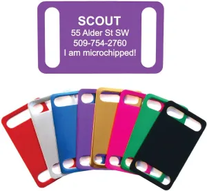 GoTags Slide-on Dog Tags, Silent Collar Tags for Dog and Cat Collars, Custom Engraved and Personalized with up to 4 Lines of Text, No Noise, Quiet Dog Tags
