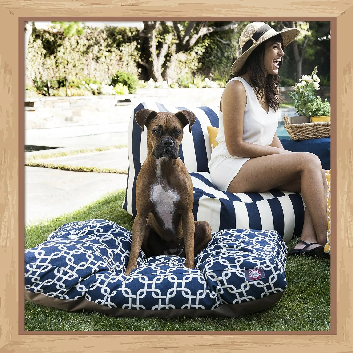 Gray Links Extra Large Rectangle Indoor Outdoor Pet Dog Bed With Removable Washable Cover By Majestic Pet Products
