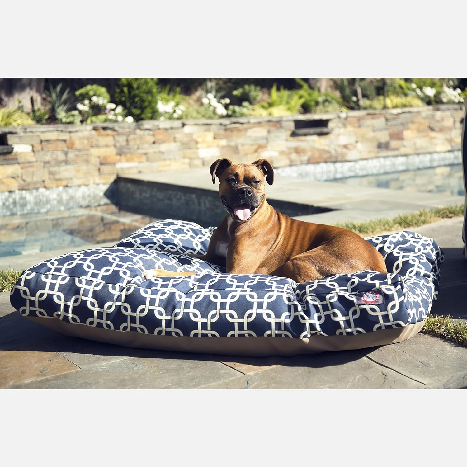 Gray Links Extra Large Rectangle Indoor Outdoor Pet Dog Bed With Removable Washable Cover By Majestic Pet Products