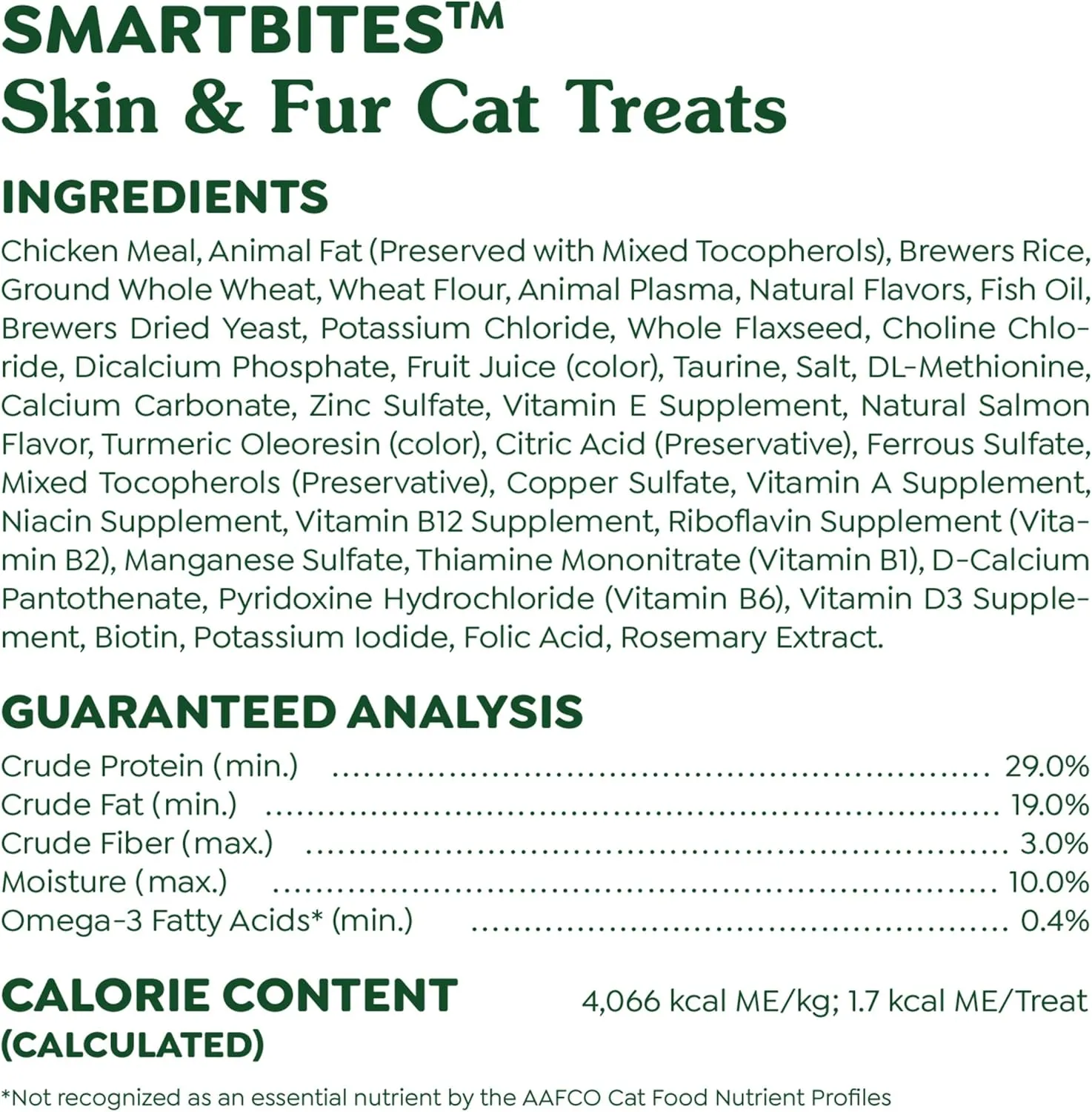 Greenies Feline Smartbites Skin & Fur Health Crunchy and Soft Natural Cat Treats, Salmon Flavor, 16 oz. Tub