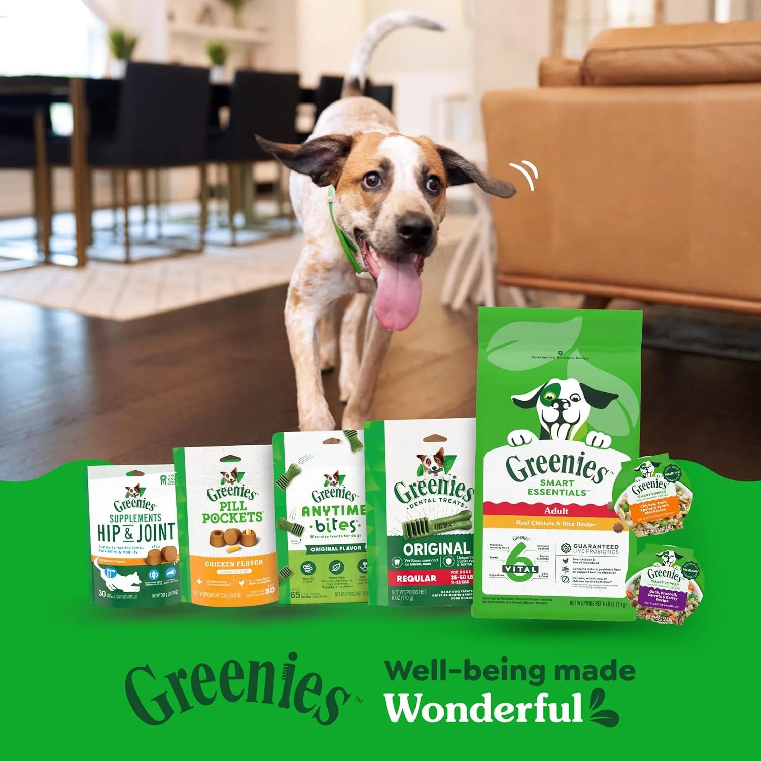 Greenies Smart Topper High Protein Wet Mix-in for Dogs, Chicken, Peas, Apples, and Brown Rice Recipe & Duck, Broccoli, Carrots and Barley Recipe Variety Pack with Whole Grains, 8 Trays of 2oz.