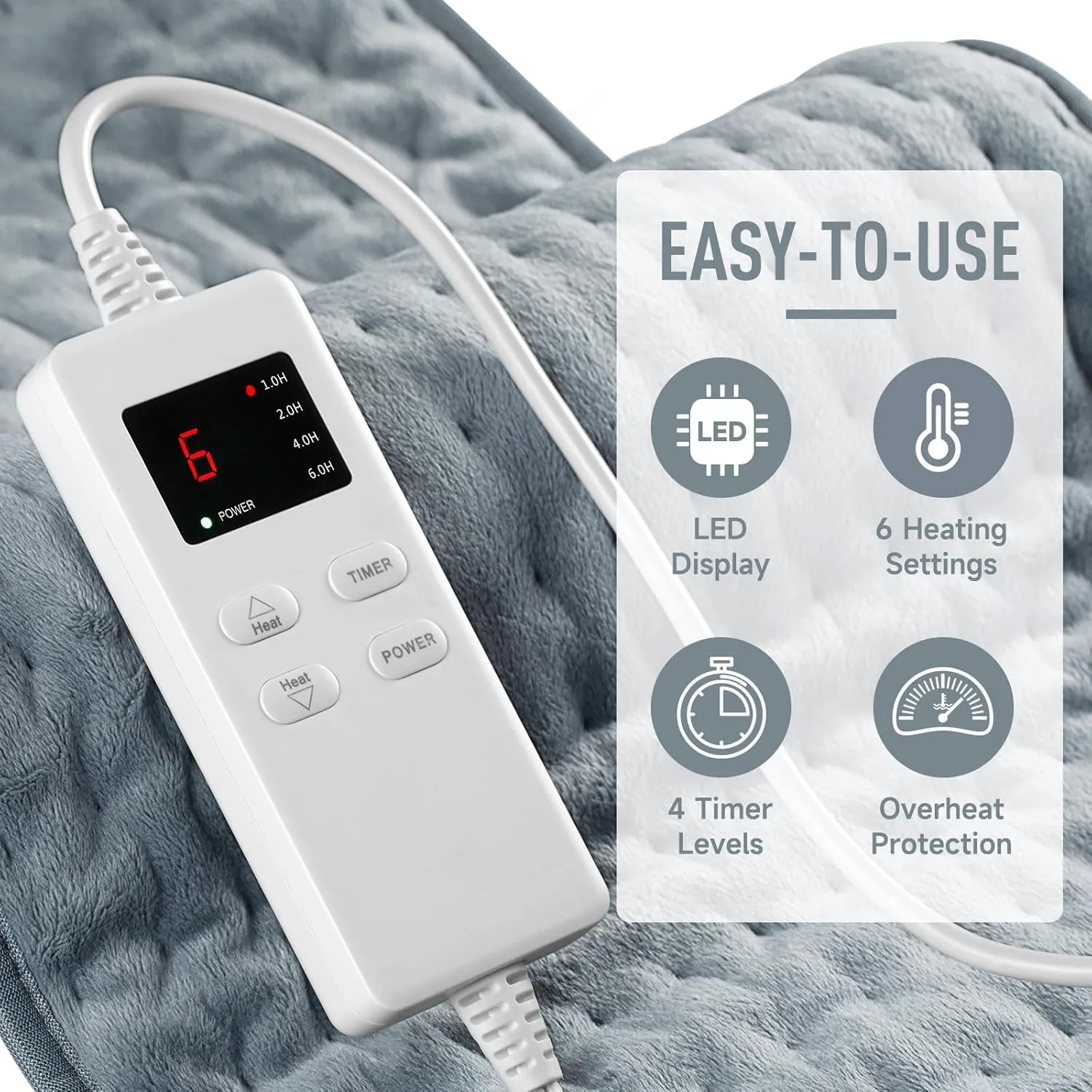 Heating Pad for Back Pain Relief & Cramps, KOT Heating Pads with Auto Shut Off Large, 6 Heat Settings Electric Heated Pad, Gifts for Women, Gifts for Men, 12" x 24"
