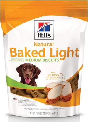 Hill's Natural Baked Light Biscuits, All Life Stages, Great Taste, Dog Treats, Chicken (medium & large breeds), 8 oz Bag