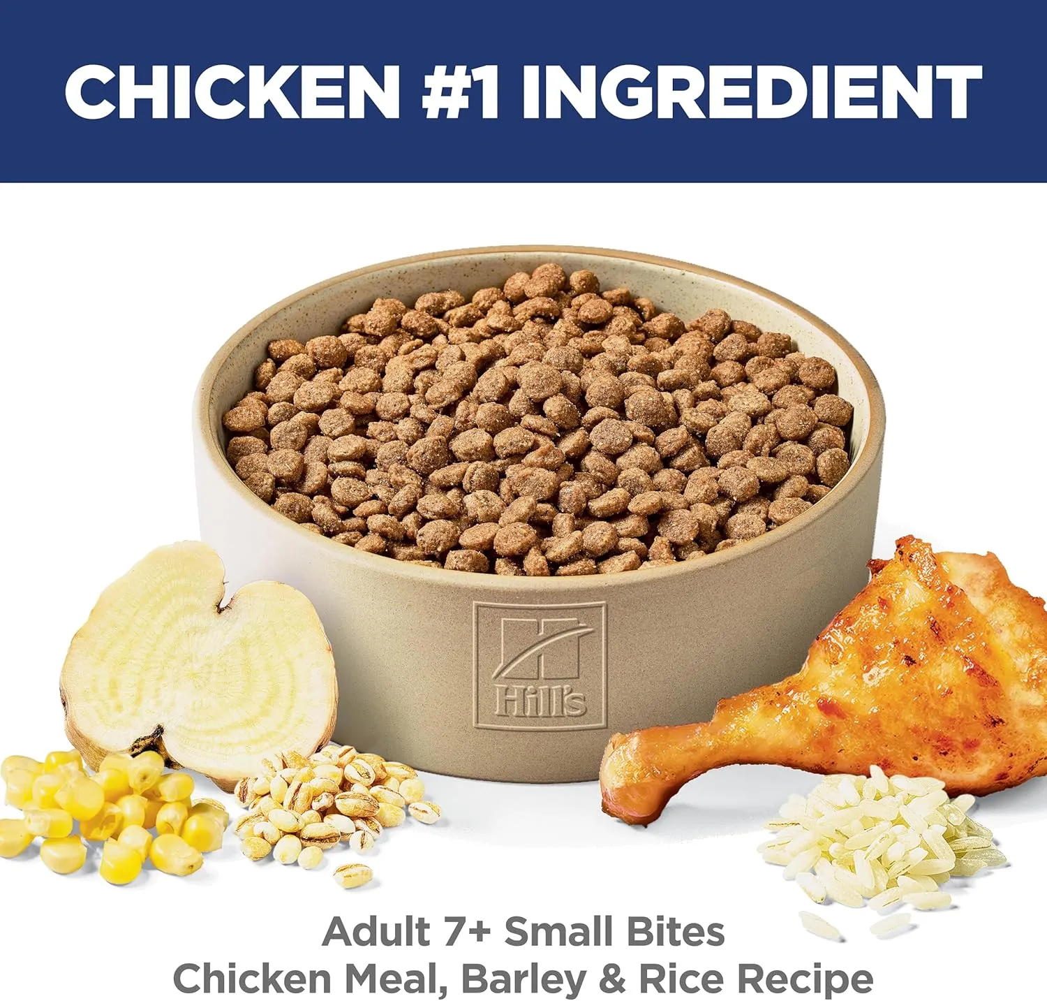 Hill's Science Diet Adult 7 , Senior Adult 7  Premium Nutrition, Small Kibble, Dry Dog Food, Chicken, Brown Rice, & Barley, 5 lb Bag
