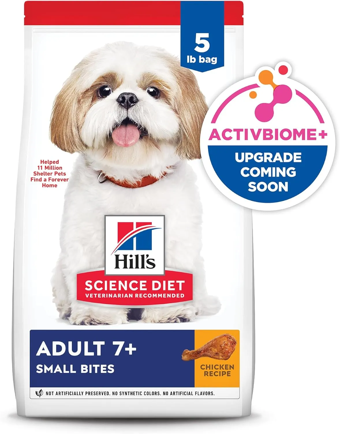 Hill's Science Diet Adult 7 , Senior Adult 7  Premium Nutrition, Small Kibble, Dry Dog Food, Chicken, Brown Rice, & Barley, 5 lb Bag