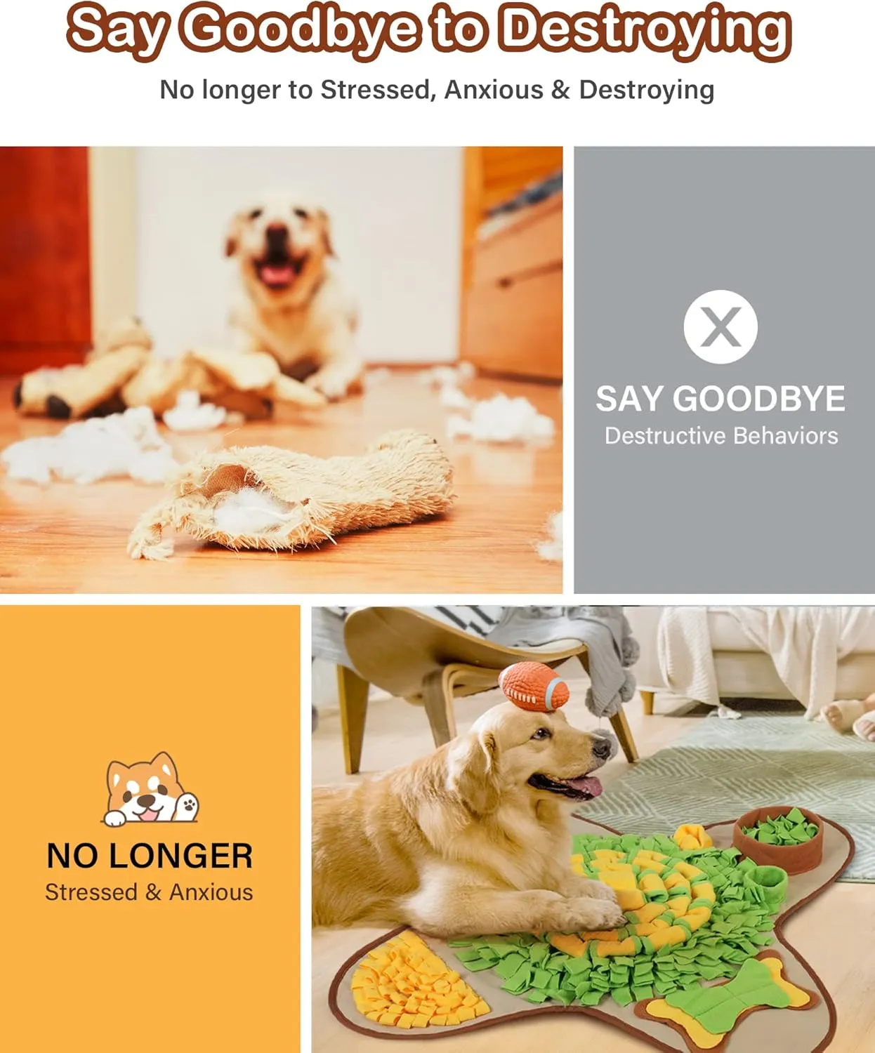 HOPET Snuffle Mat for Dogs Large Breed, 28.3''x28.3'' Interactive Puzzle Dog Food Mat, Easy to Clean, Durable, Mental Stimulation & Slow Feeding Game for All Breeds