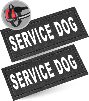 Industrial Puppy 2 Service Dog Patch with Hook Back and Reflective Lettering, Interchangable Patches, Weatherproof Polyester Durability, Tag Patches for Service Dog Vest, Small, Black