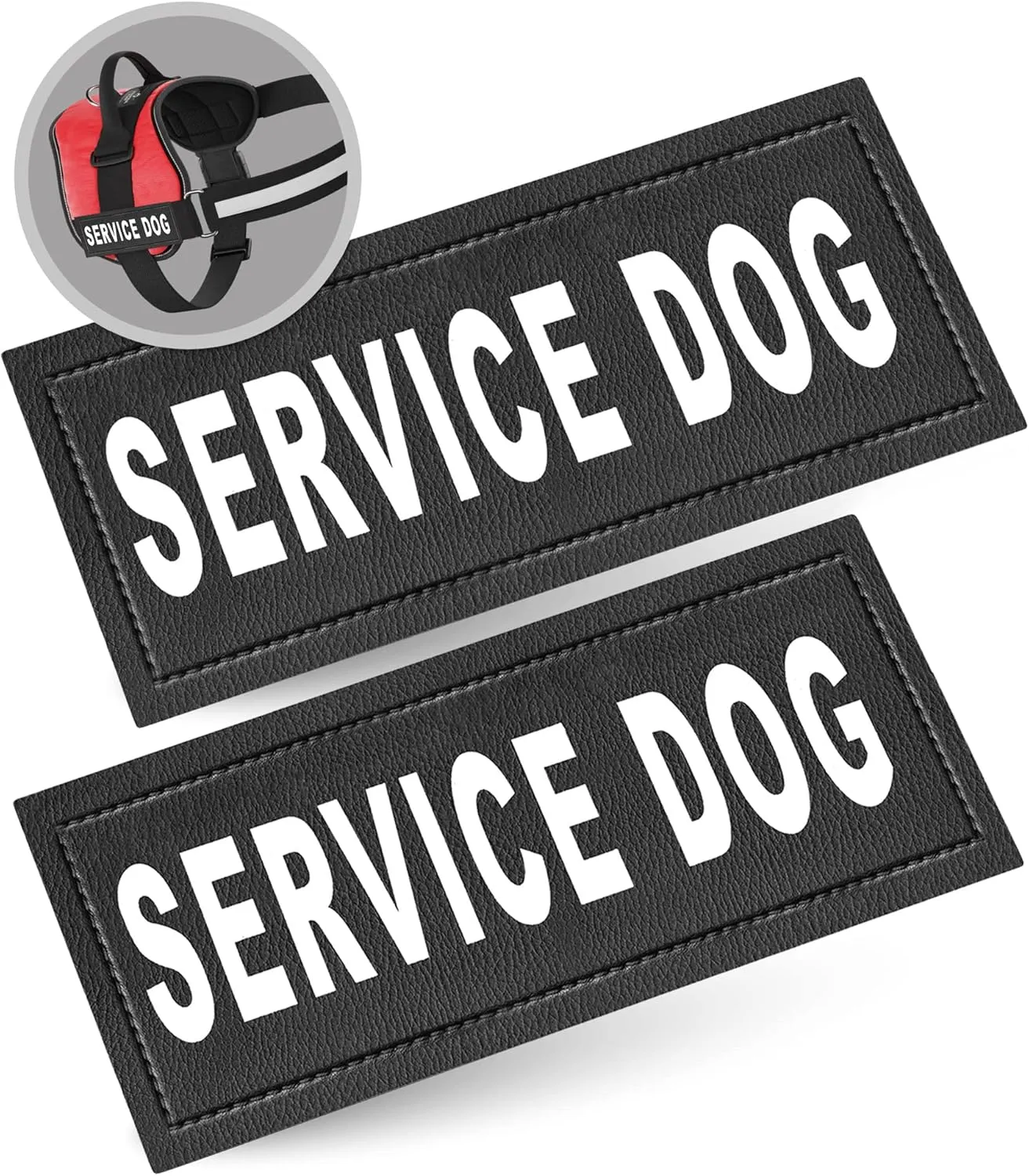 Industrial Puppy 2 Service Dog Patch with Hook Back and Reflective Lettering, Interchangable Patches, Weatherproof Polyester Durability, Tag Patches for Service Dog Vest, Small, Black