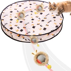 Interactive Cat Toys Ball Fast Rolling in Pouch,Motion Activate Chirping Sensory Delight Hide and Seek Mouse Catching Game Cat Ball Toy,Multi-Mode Fun for Indoor Cats