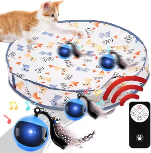 Interactive Cat Toys for Indoor Cats, Cat Play Mat Toy, Automatic Motion Activated Moving Ball Hide and Seek Cat Toy Games, Cat Balls with Play Mat