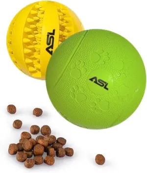 Interactive Dog Treat Ball, 2-Pack Durable Chew Balls for Puppies and Dogs