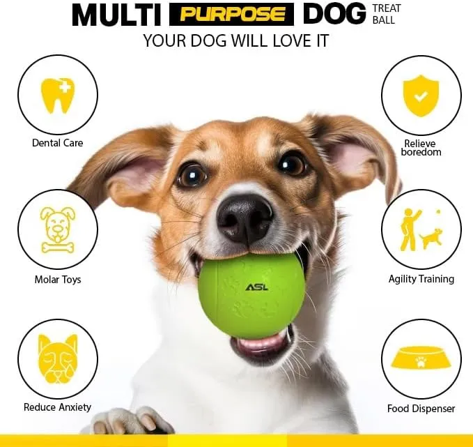 Interactive Dog Treat Ball, 2-Pack Durable Chew Balls for Puppies and Dogs