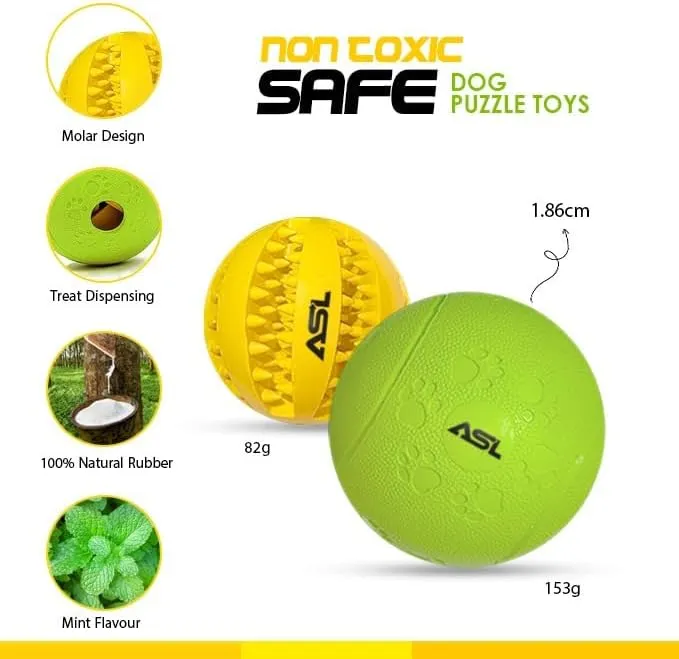 Interactive Dog Treat Ball, 2-Pack Durable Chew Balls for Puppies and Dogs