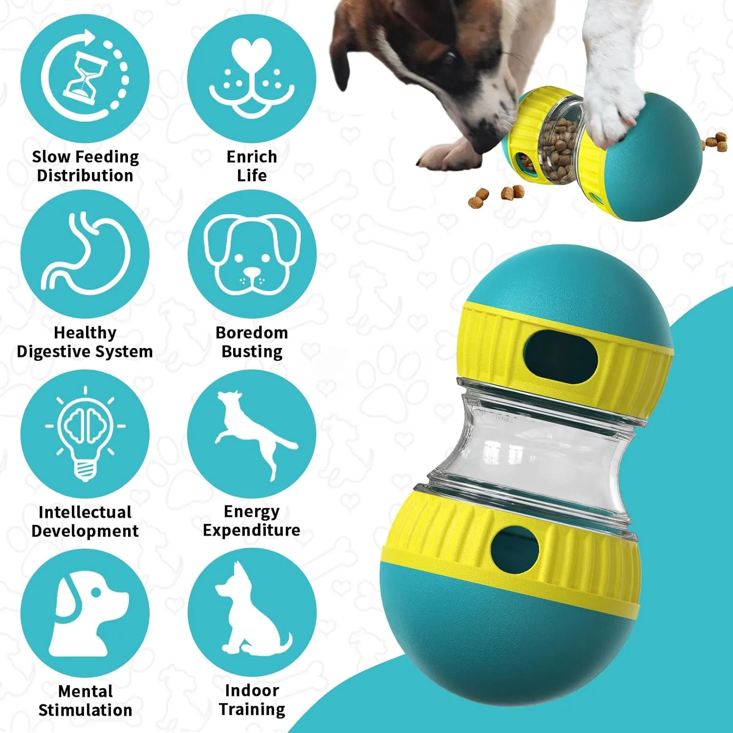 Interactive Dog Treat Dispenser and Puzzle Toys, Dog Slow Food Feeder Rolling Ball for Reducing Boredom and IQ Training Toys, Green
