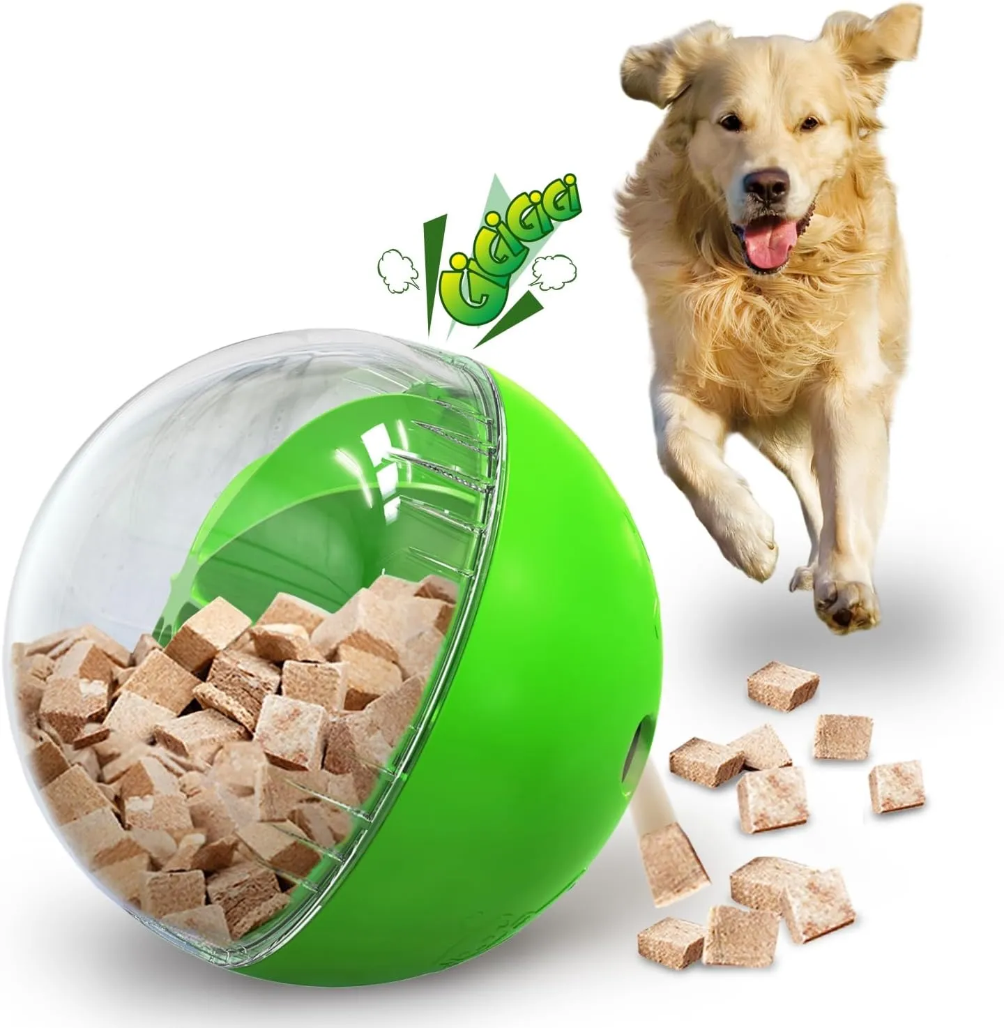 Interactive Dog Treat Toy, Mental Stimulation and Enrichment, Green