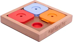 Interactive Sudoku Puzzle for Small Dogs and Cats - Basic Brain Pet Toy - 4 Treat-Hiding Holes, Medium Wood and Plastic Design