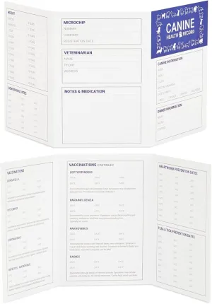 Juvale 24 Pack Puppy Vaccination Record Card, Dog Vaccine and Canine Health Record Booklets (5x3.5 in Folded)