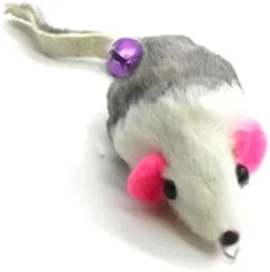 Kats'N Us Cat Wand Refill - Real Rabbit Fur Mouse- Gray & White