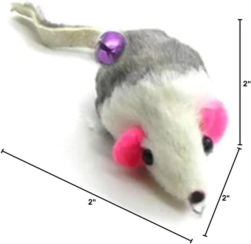 Kats'N Us Cat Wand Refill - Real Rabbit Fur Mouse- Gray & White