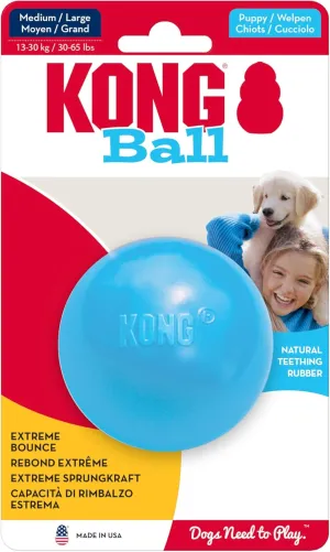 KONG Puppy Ball w/Hole - Soft & Durable Activity Ball for Puppies - Dog Toy Supports Healthy Exercise & Interactive Play - for Natural Teething - for Medium/Large Puppies - Randomly Provided Color