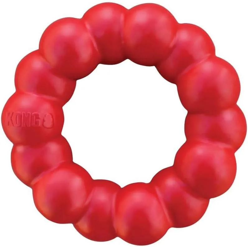 KONG Ring - Natural Rubber Ring Toy for Healthy Chewing Habits - Chew Toy Supports Dog Dental Health - Dog Toy Supports Instincts During Playtime - for Small/Medium Dogs