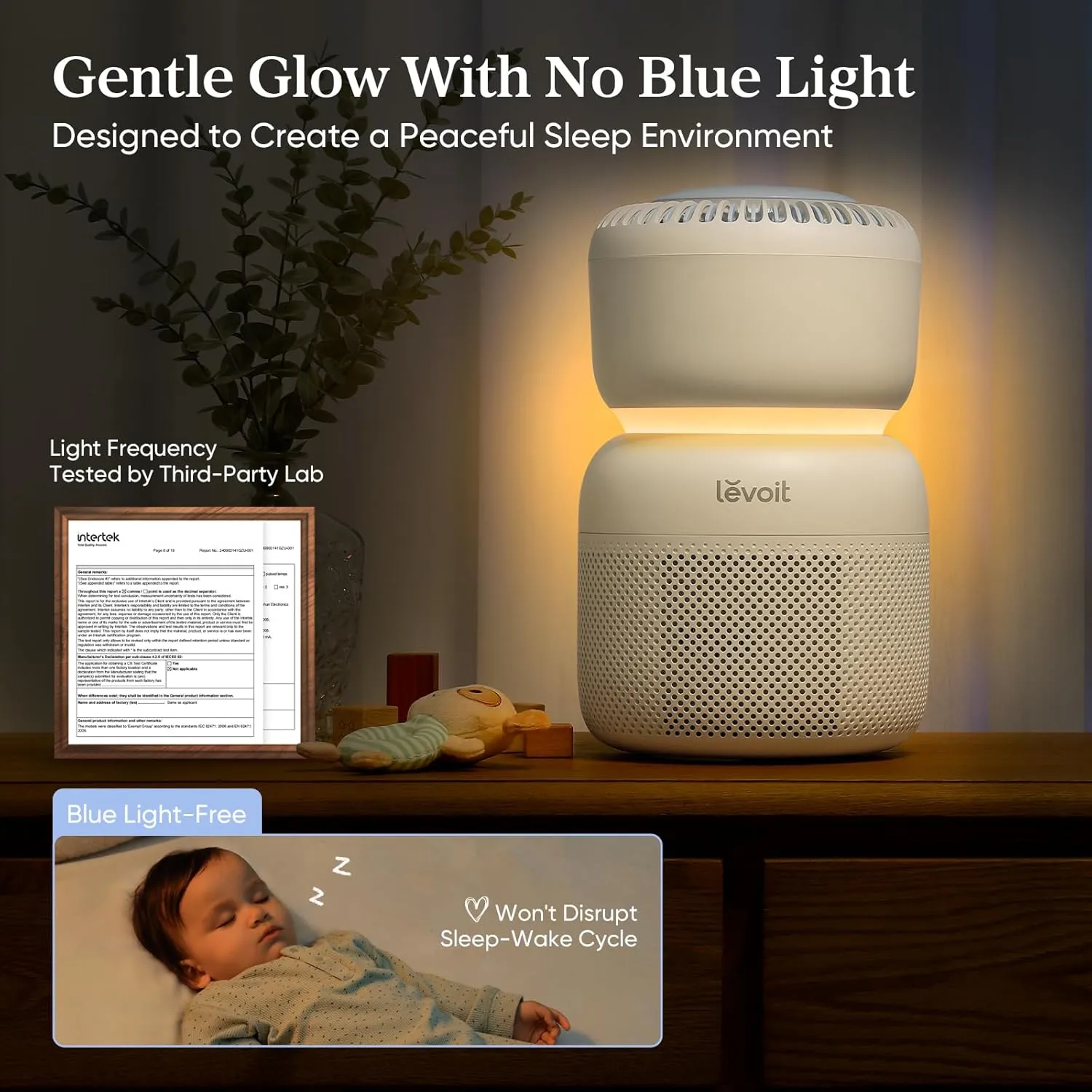 LEVOIT Air Purifier for Baby with White Noise Sound Machine and Blue-Light-Free Night Light in Bedroom, HEPA Filter Removes Ultrafine Particle, AHAM VERIFIDE, 5 Air Quality Monitor, Smart WiFi, Sprout