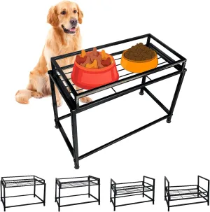 Lifted Dog/Cat Bowl Stand, Raised Dog Bowl Holder for Existing Bowls, 4 Adjustable Heights for Puppy, Small, Medium and Large Size Dogs.